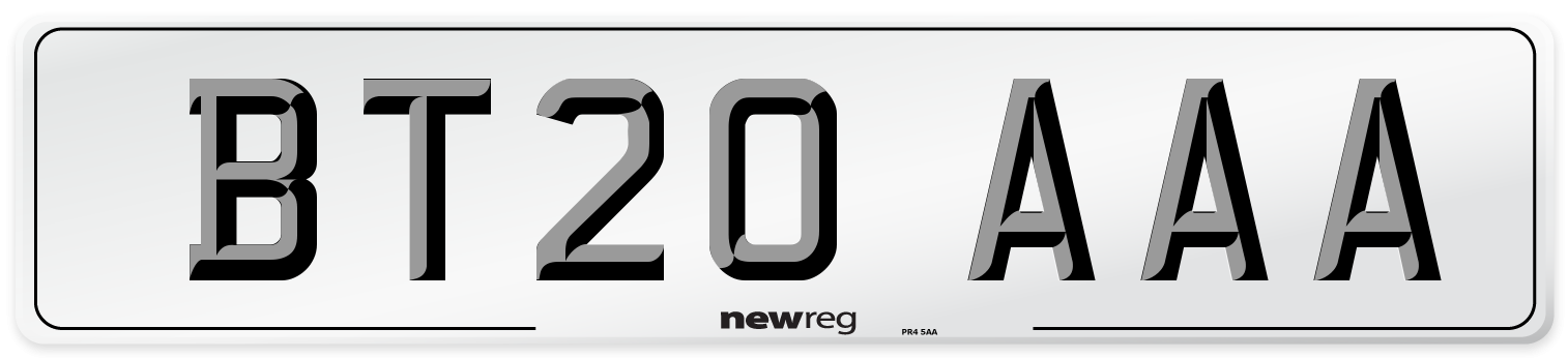 BT20 AAA Number Plate from New Reg